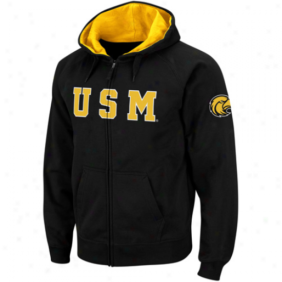 Southern Miss Golden Eagles Black Elegant Twill Ii Fulk Zip Hoodie Sweatshirt