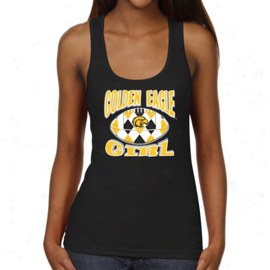 Southern Miss Golden Eagles Ladies Argyle Girl Junior's Ribbed Tank Summit - Black