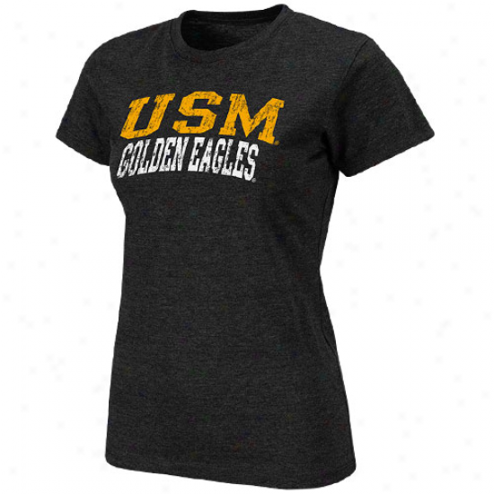 Southern Miss Golden Eagles Ladies Spartan Heathered T-shirt - Black