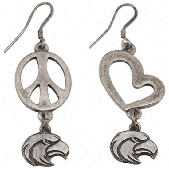 Southern Miss Golden Eagles Pewter Peace, Love Earrings