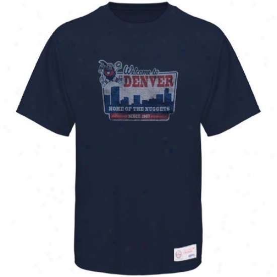 Sportiqe-espn Denver Nuggets Navy Blue Billboard Distressed Premium T-shirt