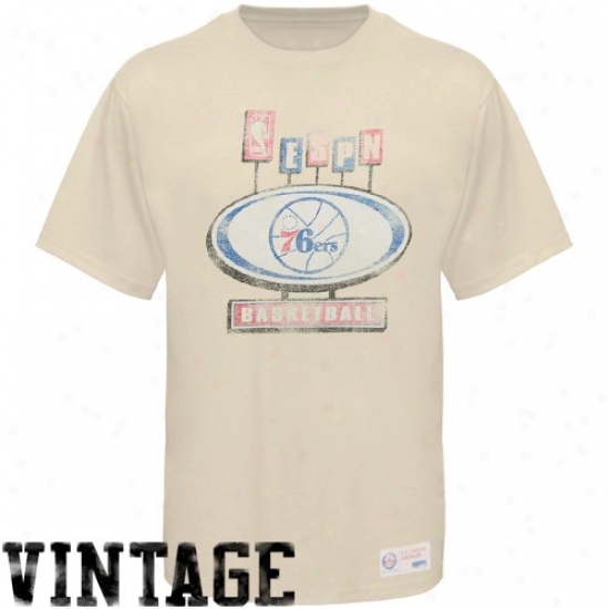 Sportiqe-espn Philadelphia 76ers Cream Pancakes Distressed Premium T-shirt