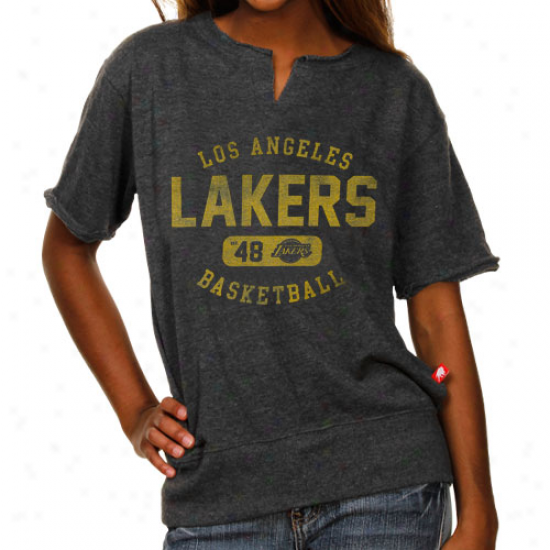 Sportiqe Los Angeles Lakers Ladies Charcoal Flahs Alvin Lightweight Sweatshirt