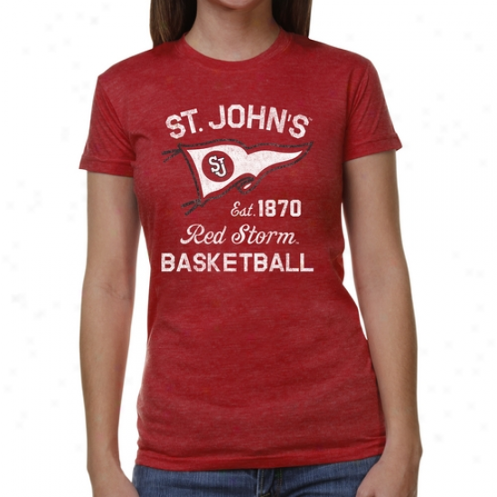 St. Johns Red Storm Ladies Pennant Sport Junior's Tri-blend T-shirt - Red