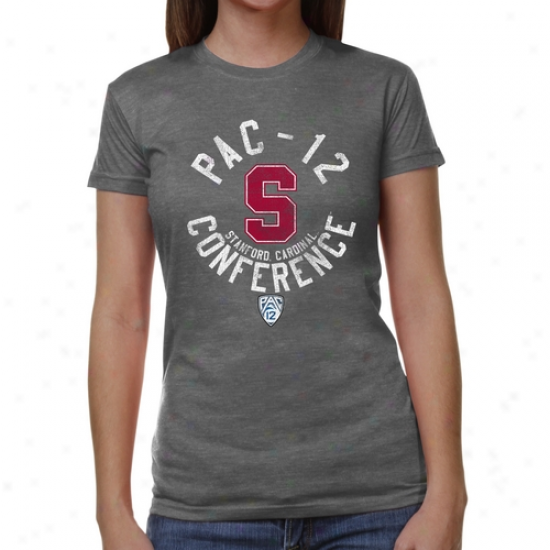 Stanford Cardinal Ladies Conference Stamp Tri-blend T-shirt - Ash