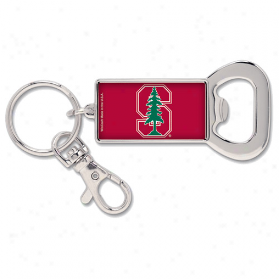 Stanford Cardinl Silvertone Bottle Opener Keychain