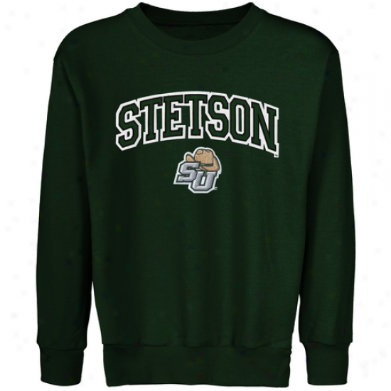 Stetson Hatters Youth Logo Arch Applique Crew Neck Fleece Sweatshirt - Green