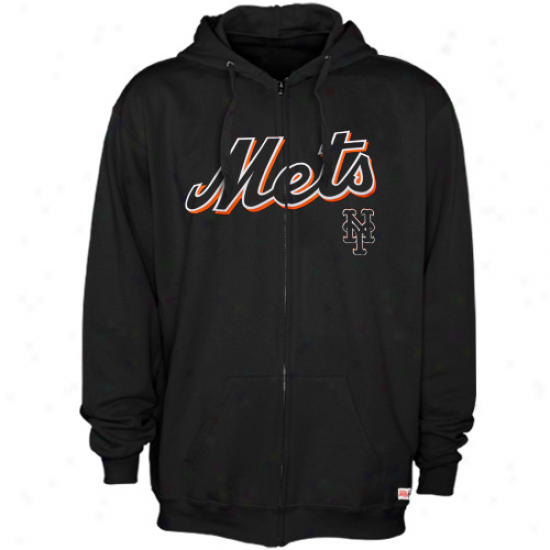 Stitches Just discovered York Mets Black Team Applique Full Zip Hoodie Sweatshirt