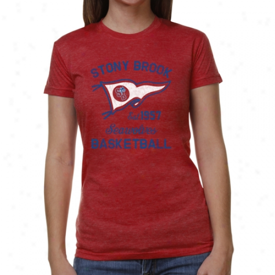 Stony Brook Seawolves Ladies Pennant Sport Junior's Tri-blemd T-shirt - Red