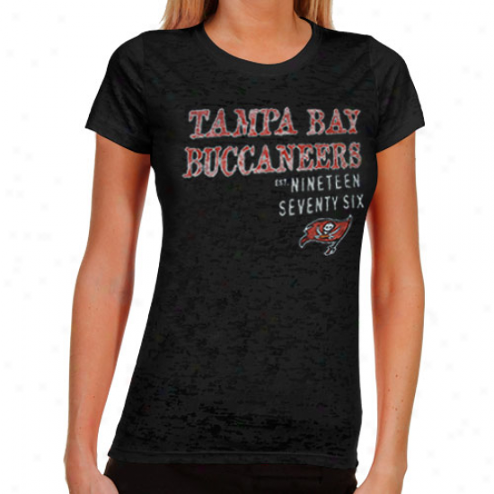 Tampa Bay Buccqneers Ladies Shotgun Shine Burnout T-shirt - Black