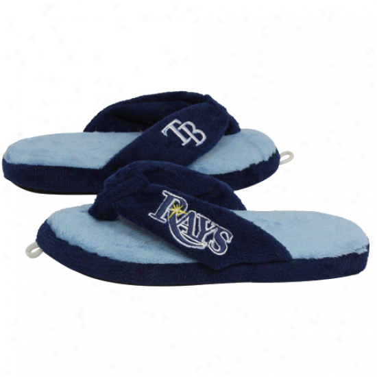 Tampa Bay Rays Navy Blue-light Azure Plush Unisex Thong Slippers