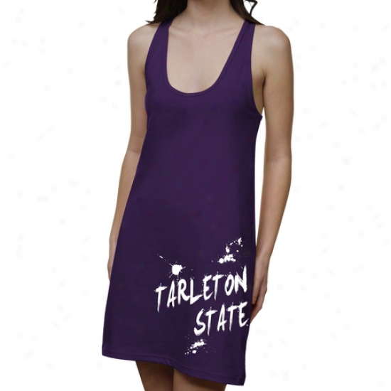 Tarleton State Texans Ladies Paint Strokes Junior's Racerback Dress - Purple