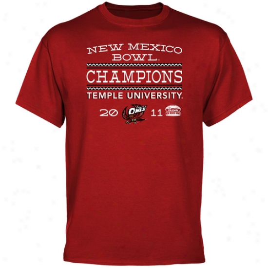 Temple Owls 2011 Gildan New Mexico Bowl Champions T-shirt - Cherry