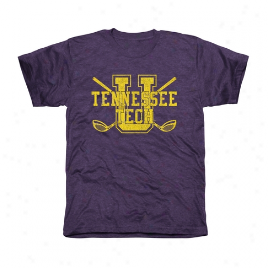 Tennessee Tech Golden Eagles Crossed Sticks Tri-blend T-shirt - Purple