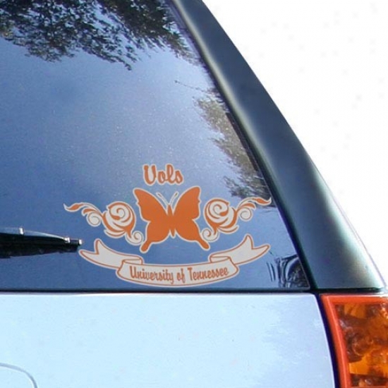 Tennessee Volunteers Tennesse Orange-white 10'' Butterfly Car Decal