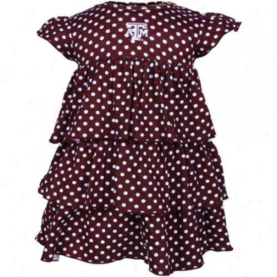 Texas A&m Aggies Infant Gjrls Maroon Polka Dot Natasha Dress & Bloomers Set