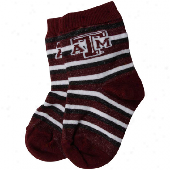 Texas A&m Aggies Infant Sport Stripe Socks - Maroon-black