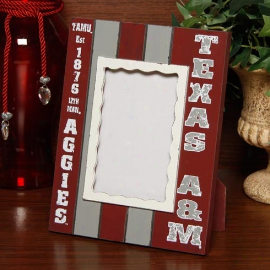 Texas A&mm Aggies Maroon-gray Striped Vertical Pkcture Frame