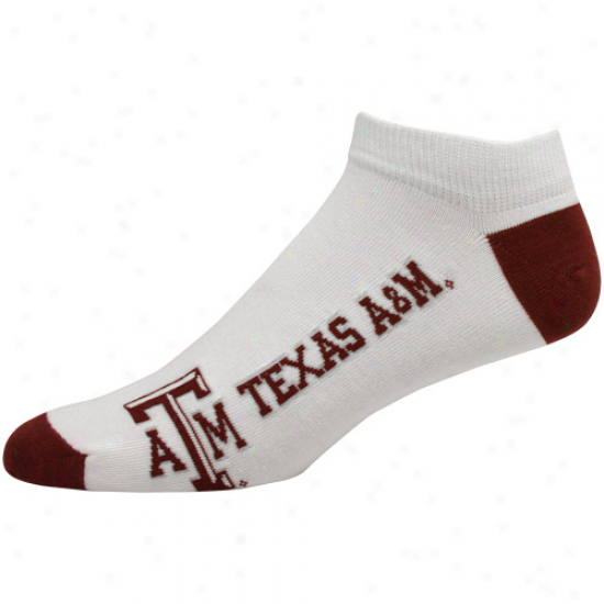 Texas A&m Aggies White Logo & Appellation Ankle Socks