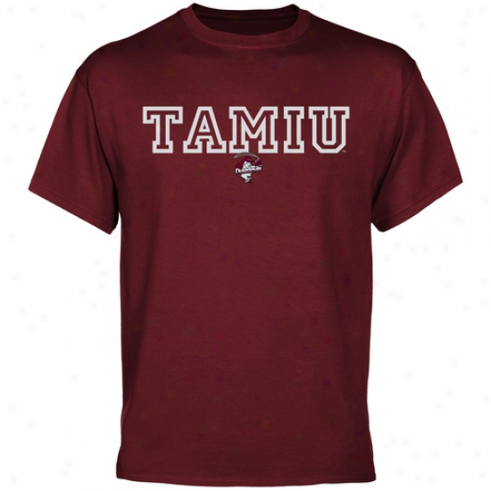 Texas A&m International University Dustdevils Wordmark Logo T-shirt - Maroon