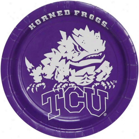 Texas Christian Horned Frogs (tcu) 8-;ack Paper Plates