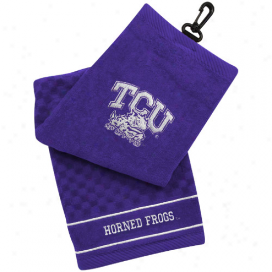 Texas Christian Horned Frogs (tcu) Purple Embroidered Team Logo Tri-fold Towe