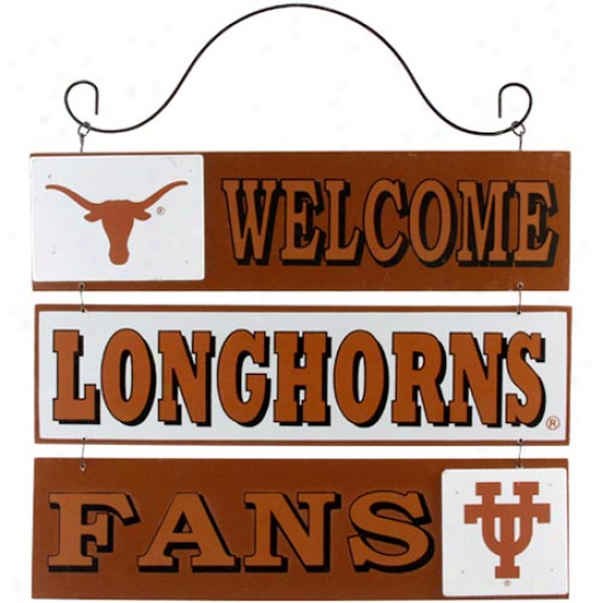 Texas Longhorns 12'' X 9.5'' Wooden Welcome Cognizance