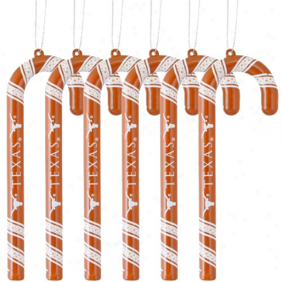 Texas Longhorns 6-pack Team Color Candy Cane Oenaments