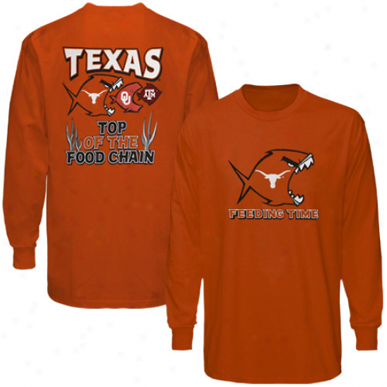 Texas Longhorns F0od Chain Long Sleeve T-shirt - Burnt Oranve