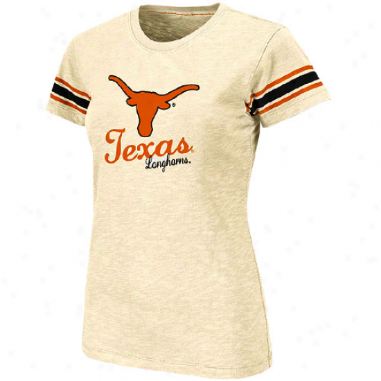 Texas Longhorns Ladies Backspin Crew Slub T-shirt - Cream