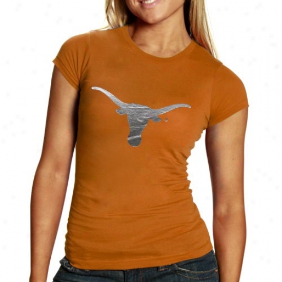 Texas Longhorns Ladies Burnt Orange Foil Logo T-shirt