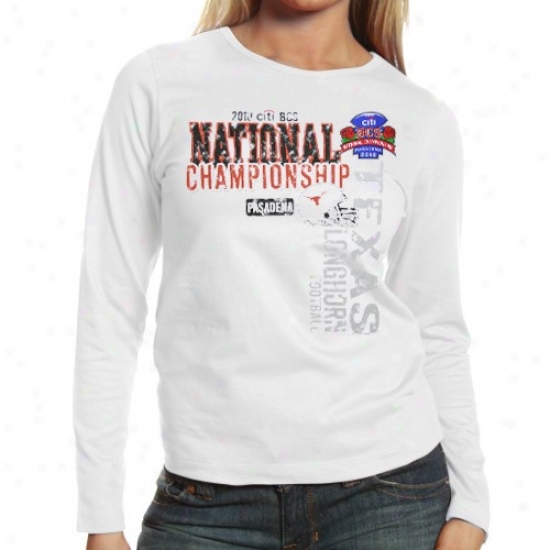 Texas oLnghorns Ladies White 2010 Bcs National Championship Re~ Long Sleeve T-shirt