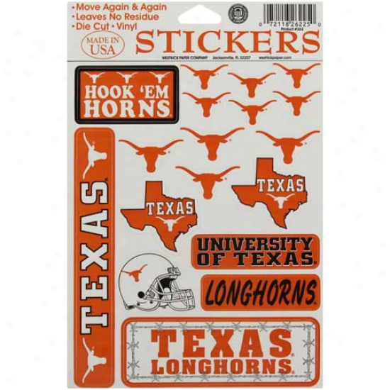 Texas Longhornw Small Team Sticker Sheet