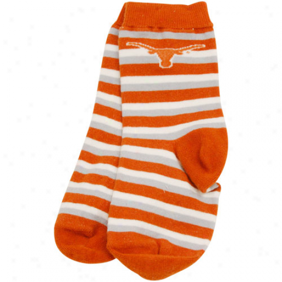 Texas Longhorns Toddler Orange-silver Sport Stripe Socks