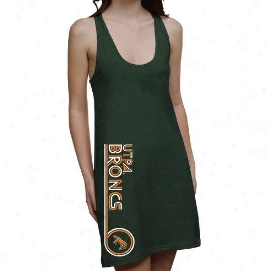 Texas Pan American Broncos Ladies Retro Junior's Racerback Dress - Green