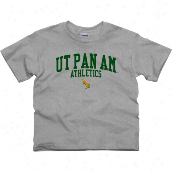 Texas Pan American Broncos Youth Athketics T-shirt - Ash