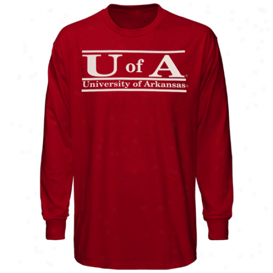 The Game Arkansas Razorbacks The Bar Far-seeing Sleeve T-shirt - Cardinal