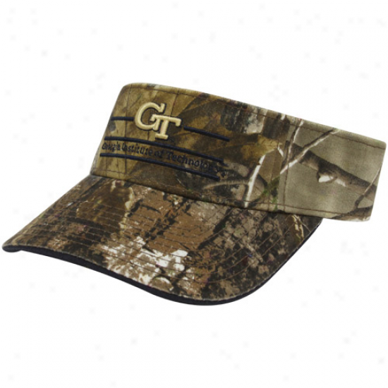 Tje Gzme Georgia Tech Yellow Jackets Real Tree Camo 3-bar Adjustable Visor