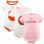 Nike Clemson Tigers Infant Girls Pink-white 3-pack Creeper Set