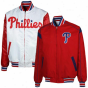 Philadelphi aPhillies Red-white Reversible Team Varsity Full Zip Jackrt