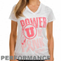 Under Armour Utah Utes Power In Pink Burnout V-neck Premium Performance T-shirt - White