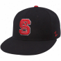 Zephyr North Carolina State Wolfpack Black Logo Chlpped 32/5 Fitted Flat Btim Hat