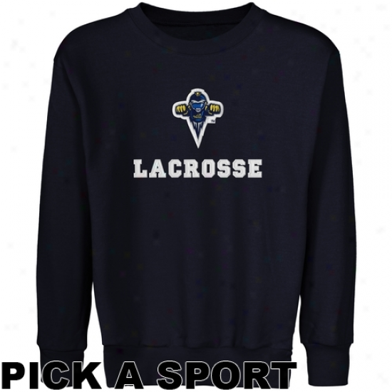 Toledo Rockets Youth Custom Sport Logo Applique Crew Neck Fleece Sweatshirt - Navy Blue