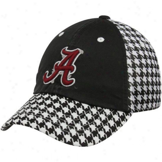 Top Of The Worle Alabama Cirmson Tide Houndstooth-black Memento Mesh Back Adjustable Hat