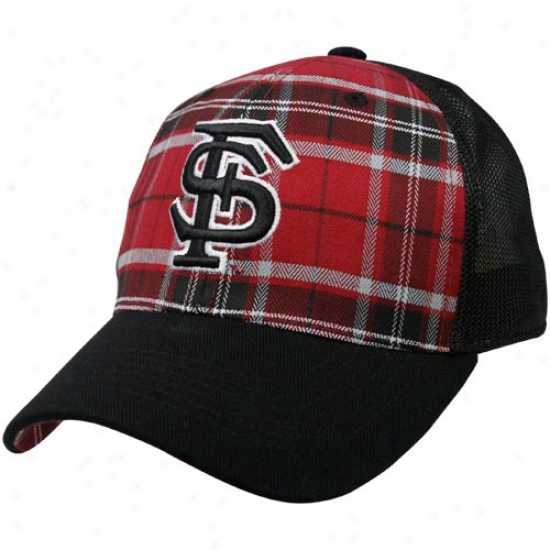 Top Of The Life Florida State Seminoles (fsu) Garnet-black Thrive Plaid One-fit Hat