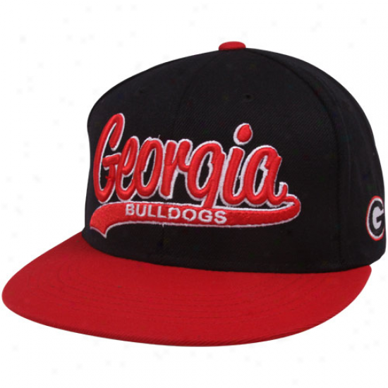 Top Of The World Georgia Bulldogs Black-red 3d Script Snapback Adjustabie Hat