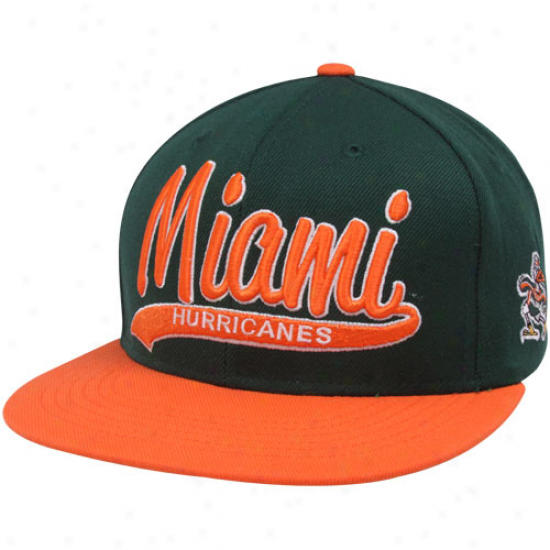 Top Of The World Miami Hurricanes Green-orange 3d Script Snapback Adjustable Hat