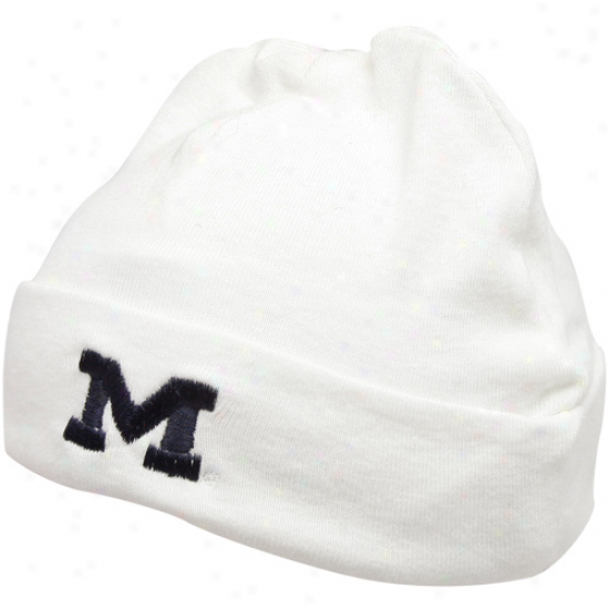 Cap Of The World Michigan Wolverines Infant White Team Cuffed Knit Beanie