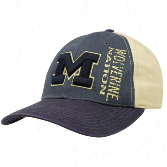 Top Of The World Michigan Wolverines Navy Blue-cream Recruit One-fit Hat