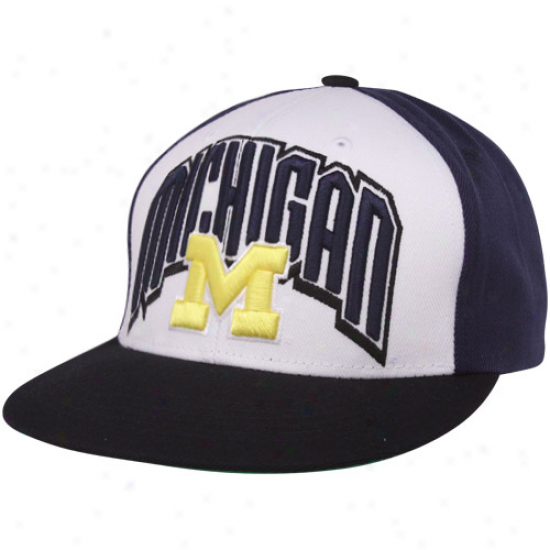 Top Of The World Michigan Wolverines Navy Blue-white-black Trend Snapback Adjustable Hat